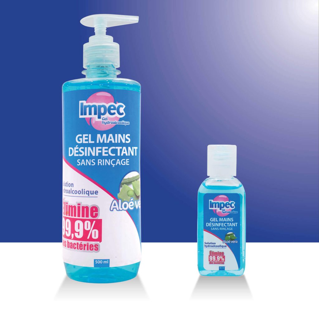 gel mains desinfectant hydroalcoolique a laloe vera impec